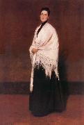 William Merritt Chase The lady wear white shawl